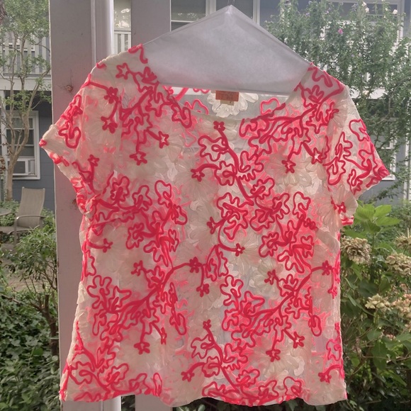 Anthro - Meadow Rue - Mesh Lace Embossed Floral tee - Picture 9 of 12